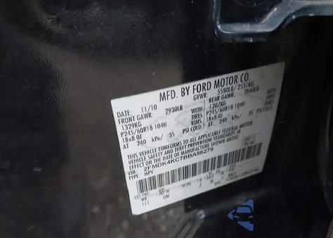 2011 Ford Edge Limited from USA, damaged, VIN 2FMDK4KC7BBA56279